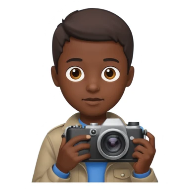 young boy cameraman hold a camera, dark kin sticker