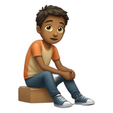 A boy simply sitting sticker