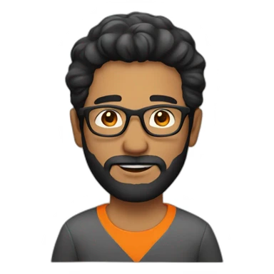 Man black hair bearded with glasses with orange shirt sticker