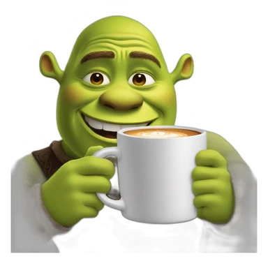 shrek holding a cup of coffee sticker