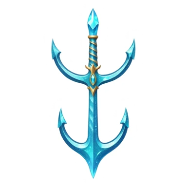 Cyan Poseidon's trident with glitter and water effects around it. sticker