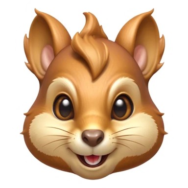 Cinematic Cheeky Squirrel Portrait Emoji, Head cocked to one side with a cheeky smirk and sparkling, impish eyes, featuring a compact, agile form with a luxuriously bushy tail and perky ears, Simplified yet remarkably expressive features, highly detailed, glowing with a playful, golden glow, high shine, mischievous and lively, stylized with an air of woodland naughtiness, soft glowing outline, capturing the essence of a cheeky squirrel that seems poised to leap out of the screen with a fun-loving attitude! sticker