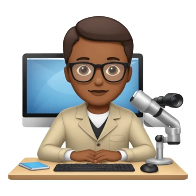 A video editor sitting in front of his computer. sticker