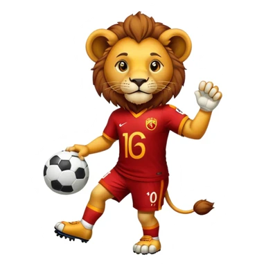 A Lion with a Galatasaray jersey and a football in his handa sticker