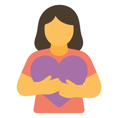 woman Arms hug a dull purple heart sticker