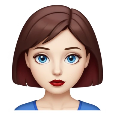 Girl with short hair brown, dark red lipstick and blue eyes sticker