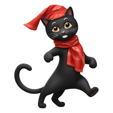 dancing black cat wearing a red bandana sticker