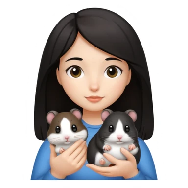 darkhair girl with black and white hamster  sticker