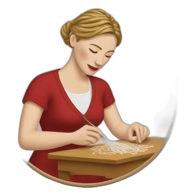 White woman Embroiderying sticker