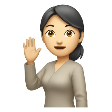 Asian woman (full-body) (raising hand in air) sticker