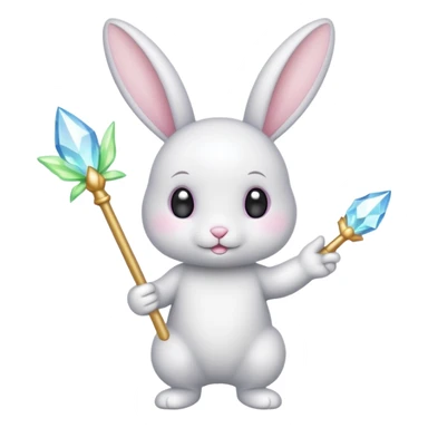 White Fairy glitter bunny with wand  sticker