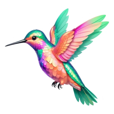 peach pink and mint humming bird, verywarm colours  sticker