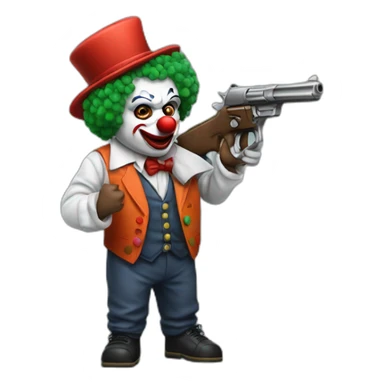 Clown gangster with gun sticker