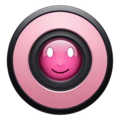 A round camera lens, apple emoji style, minimalist, with highlights, pink, no faces, no smileys, only lens, variant 7 sticker