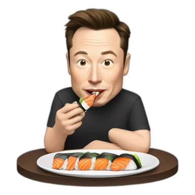 Elon Musk eat sushi sticker