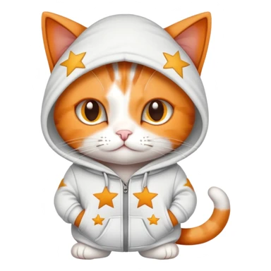A cat wearing a sweatsuit with stars on it sticker