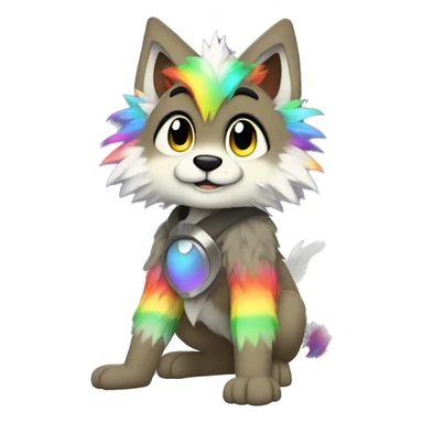 Furry, sparkle, rainbow, animal, anthro, full body, fursona, protogen sticker
