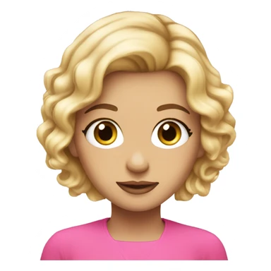 Blonde hair hazel eyes pink outfit make up sticker