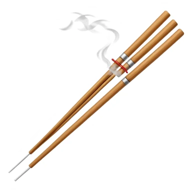 The chopsticks 🥢 emoji with smoke of a cigarette 🚬 to look like a incense stick  sticker