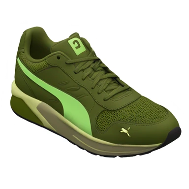Olive green puma running shoe sticker