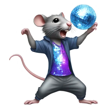 A rat dancing under a disco ball sticker