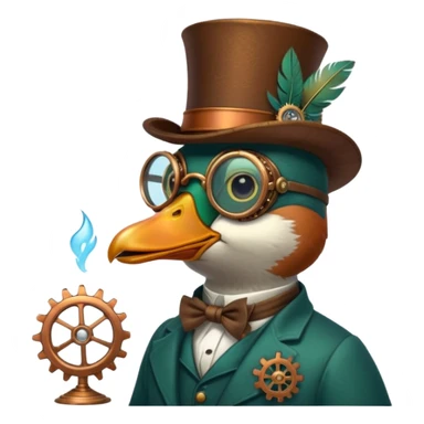 Create a steampunk mallard that has monocle glasses
 sticker