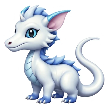 White bovian felina glossy soft silky furry iridesent Absol-Shinx-Snake-fusion-hybrid, full body sticker