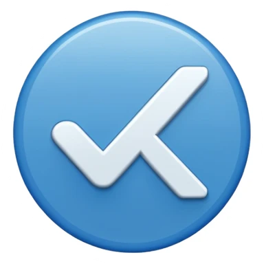 A white right tick symbol on blue circle sticker