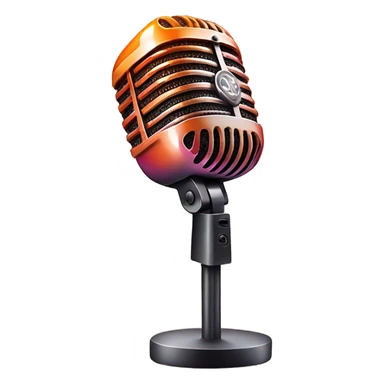 Orange and pink gradient modern microphone with rhinestones  sticker