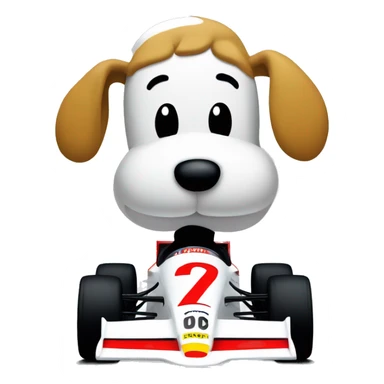 snoopy in a formula 1 car sticker