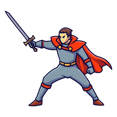 duelist with cape and sword ready to fight sticker