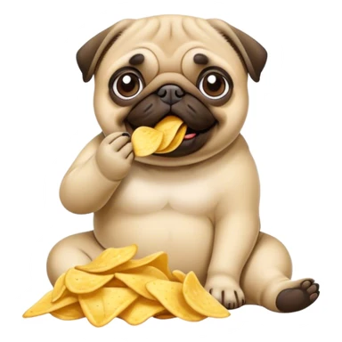 Pug eating chips sticker