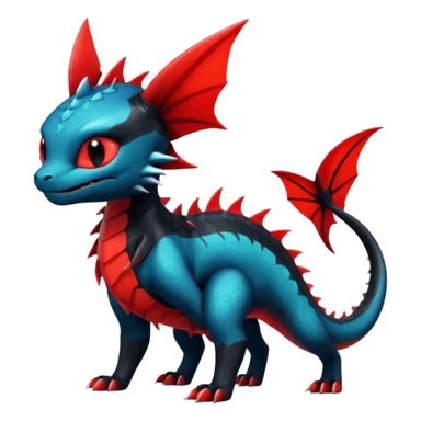 Shiny Red And Black Colorful Litten-Salandit-Vaporeon-Toothless-Fakémon-hybrid-creature (full body)  sticker