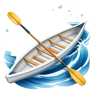 An icon showing a close-up of crossed oars, a sleek racing shell, and rippling water, symbolizing rowing. The design includes droplets in motion and a streamlined boat tip cutting through waves. Transparent background emphasizes strength, precision, and the spirit of competitive rowing sticker