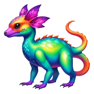 Multi-colored, neon-colored, randomly-colored Toxic Tropical Fionbri-Falvie-Vernid-Fakémon-creature (full body) sticker