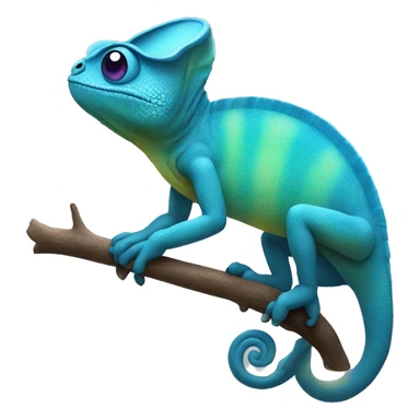 blue chameleon waving sticker