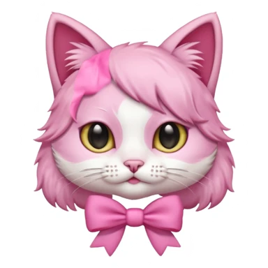 Aesthetic cute cat with a pink aesthetic bow in her head sticker