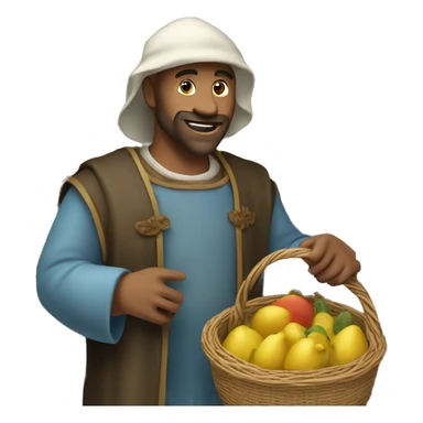 medieval market visitor with a basket sticker