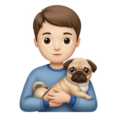Boy holding a pug sticker