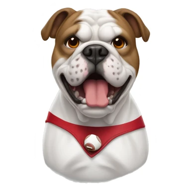 white Georgia bulldog with a football and a red collar  sticker
