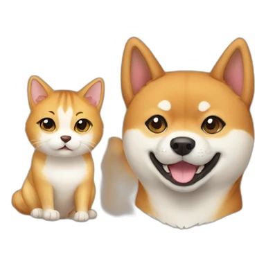 shiba inu and cat sticker