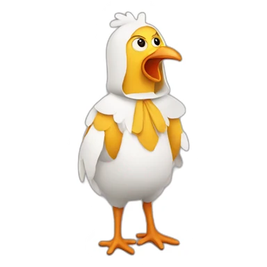 confused man in chicken costume sticker