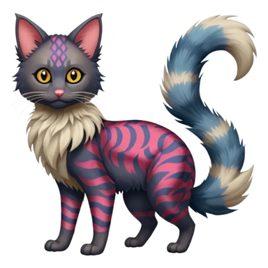 Colorful exotic Fantasy-Ragdoll-Fakémon-Lykoi-feline-hybrid (full body) sticker