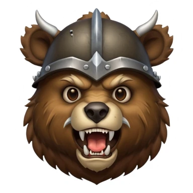 Bear wearing horned helmet growling sticker