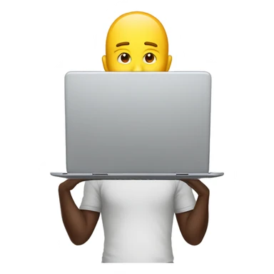 Laptop man with half face hidden behind the laptop screen sticker