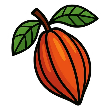 mazorca de cacao, estilo cartoon con colores vivos sticker