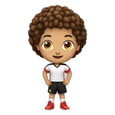 CRIANÇA BRANCA, CABELO COR CASTANHO, LISO COM CAMISA VERMELHA E CALÇÃO PRETO JOGANDO BOLA sticker