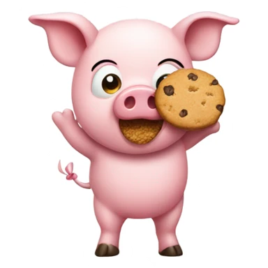 Piggy standing up while eating cookies  sticker