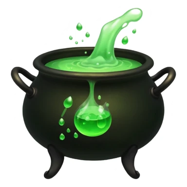 Cauldron – Black pot bubbling green potion. sticker