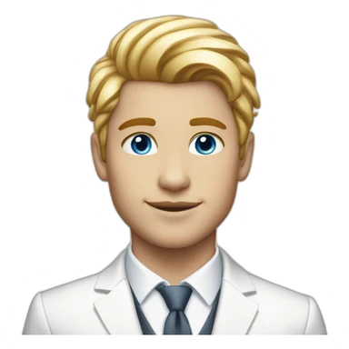 Posh-boy-with-white-suit-and-blue-eyes-and-rainbow-unicorn-hair sticker